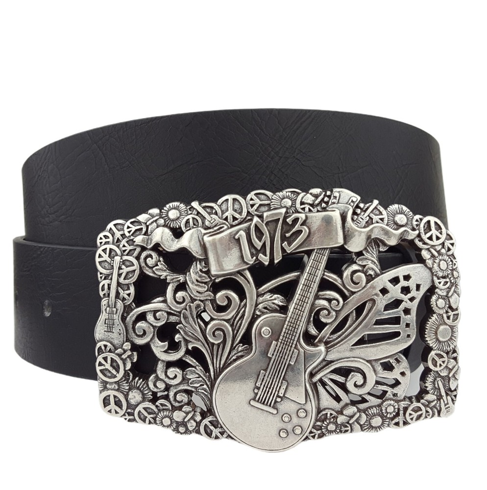 Guitar, Butterfly, Peace and Daisy Buckle Belt