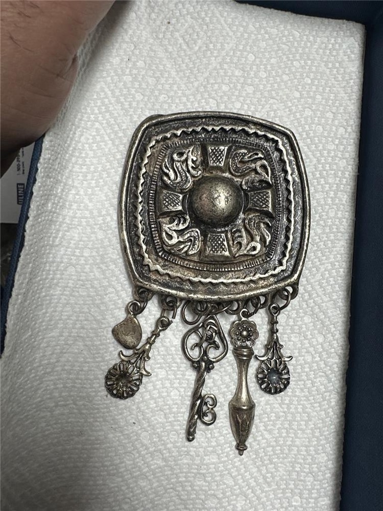 Vintage Belt Buckle Unique with Hanging Charms AS IS