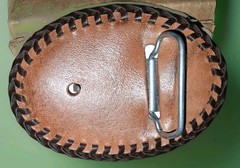 Handmade Leather Tooled Native Steer Head Belt Buckle 4&Prime; X 3&Prime;