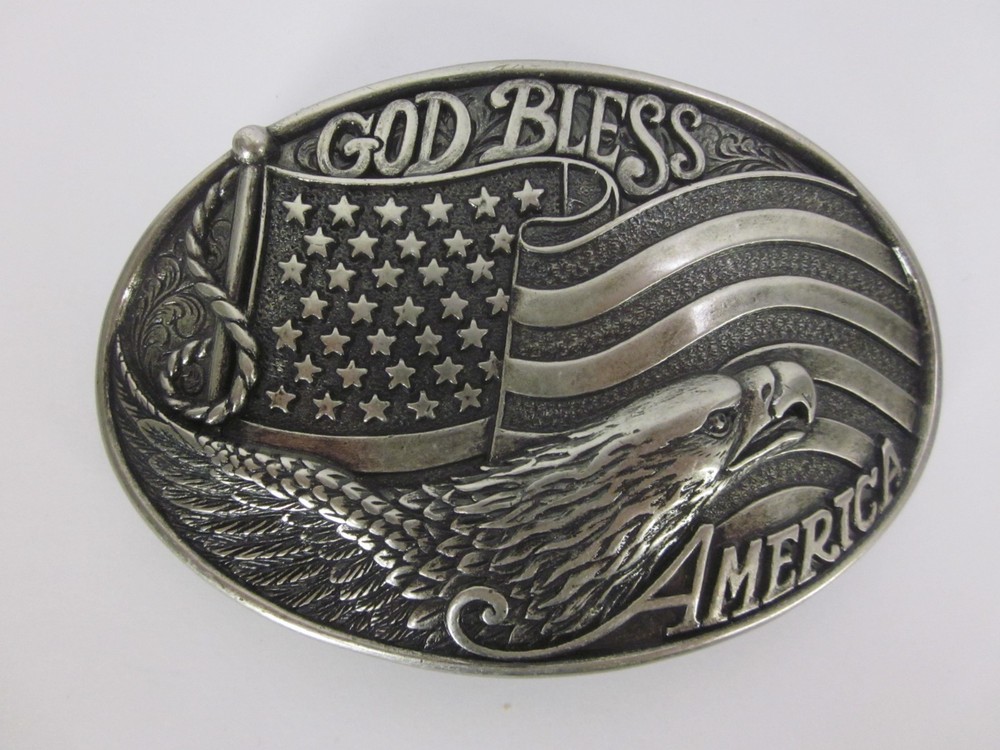 Belt Buckle Nocona God Bless America Buckle American Flag Eagle Stars & Stripes