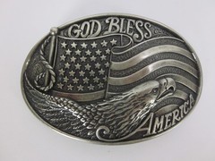 Belt Buckle Nocona God Bless America Buckle American Flag Eagle Stars & Stripes