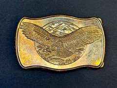 Patriotic Majestic American Eagle Flying Over Usa Mountains Vintage Belt Buckle