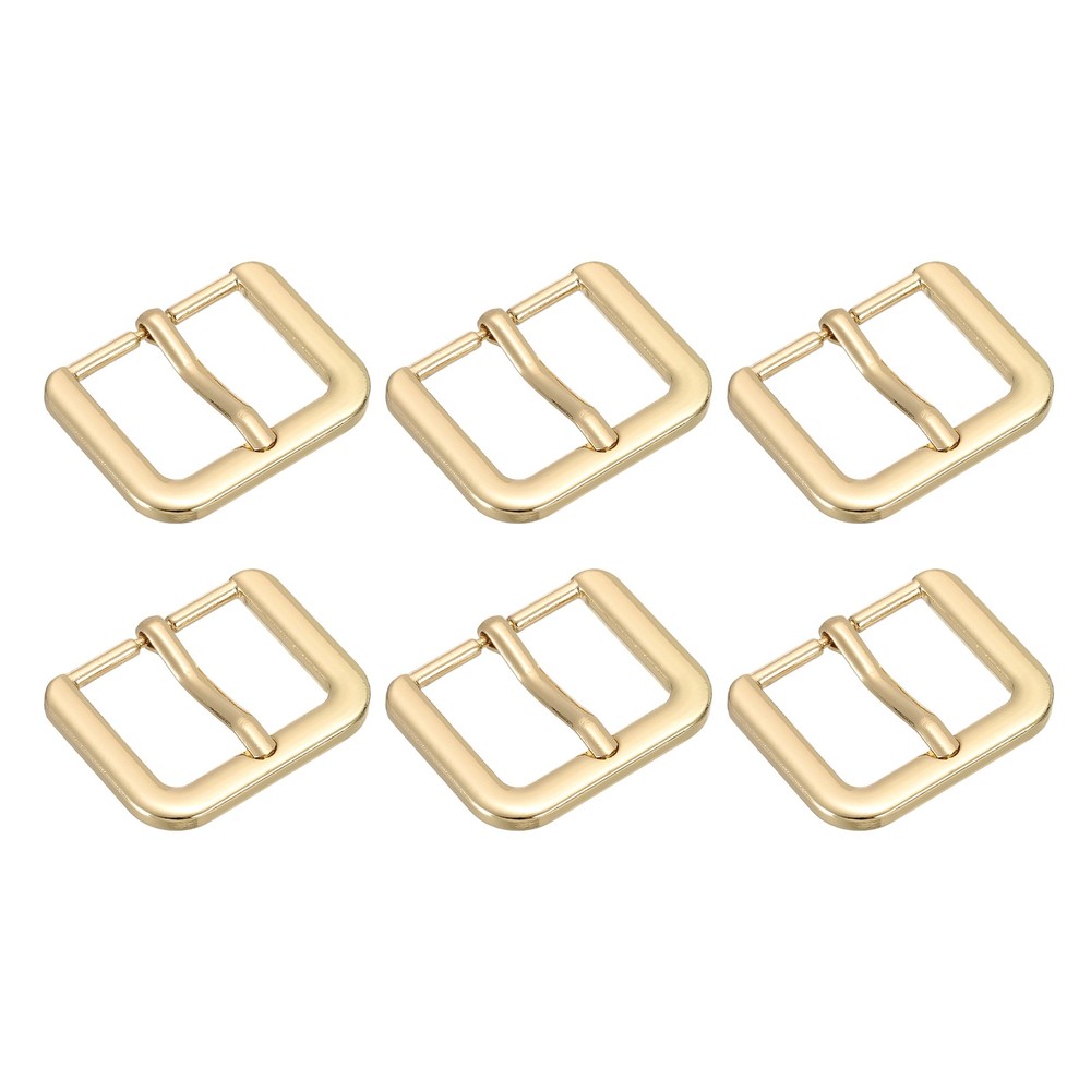 Metal Roller Buckle, 6Pcs 0.98&Prime; Square Single Prong Belt Buckle, Light Gold