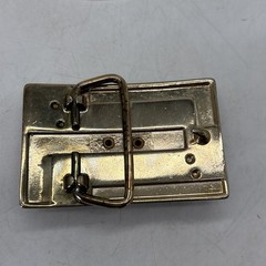 Vintage Agate Stone Belt Buckle Men&rsquo;s Silver Gold Tone Black Enamel 2.5 x 1.75 « 