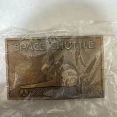 Vintage Space Shuttle Rockwell International Brass Belt Buckle