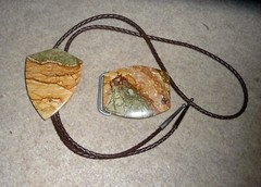 Handcrafted Buckle & Bola set Owyhee stone Green & Brown Natural stone