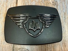 Winged Eagle Shield Black Color Vintage Chrome Brand Belt Buckle