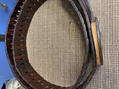 Wood belt buckle: brass / Pearl Ship Buckle 47”