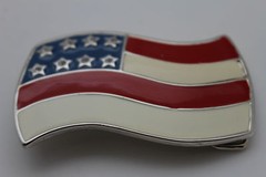 New Men Women Buckle Western Silver American USA Flag United States Casual Look