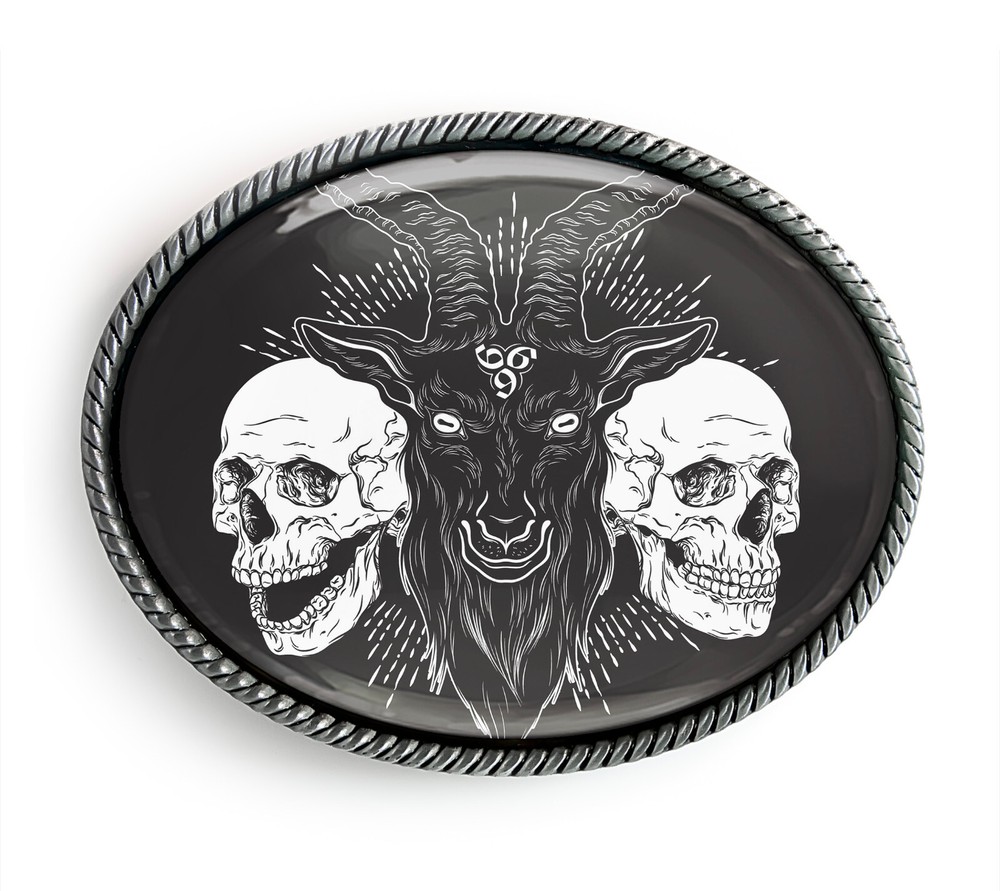 Baphomet Belt Buckle – Satanic Goat Head Occult Witchcraft Belt Buckle – 812