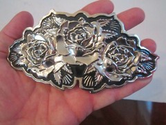 TRIPLE ROSE BELT BUCKLE STARS & STRIPES FOREVER – MASSIVE 6 1/2&Prime; X 3&Prime; – GW9