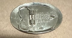 Oval Western Metal Belt Buckle « Hogs Are Beautiful » Hog/Pig Graphic Silver