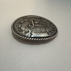 Justin Men&rsquo;s Oval Western Floral Engraved Silver Tone Belt Buckle Fits 1.5&Prime;