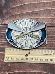 VINTAGE DARTS BELT BUCKLE DARTS & DART BOARD 1984 BERGAMONT BRASS WORKS – New