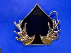 Spade Playing Cards W/ Birds Cutout NOS 2005 Hunters Vegas Baby! Belt Buckle