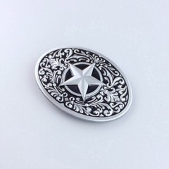 Black Enamel Southwest Flower Western Star Oval Belt Buckle Boucle de Ceinture