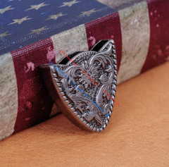 HEAVY DUTY COWBOY WESTERN FLORAL ENGRAVED ANTIQUE SILVER BELT BUCKLE SET 1-1/2&Prime;