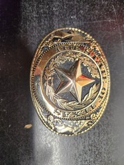 Texas Star Belt Buckle Gold Tone Oval Western Ranger Cowboy 3.25&Prime; x 2.5&Prime;