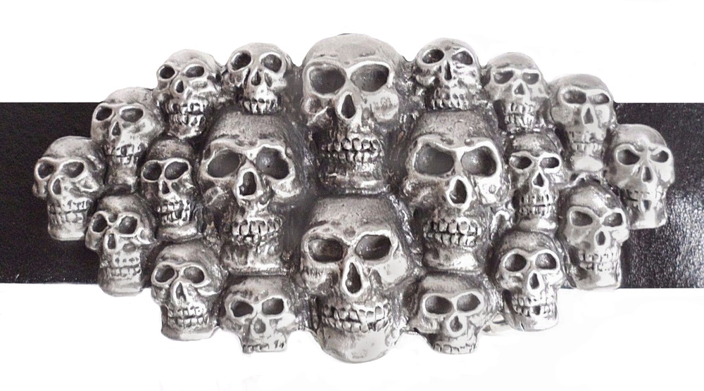 Multitude of Skulls Skull Pewter Belt Buckle – Hand Made in the United Kingdom