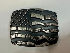 United States American Flag Engraved Patriotic – #6386 Chrome Brand Belt Buckle