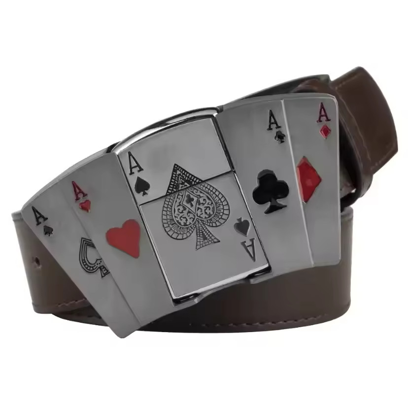 Men&rsquo;s Metal Belt Buckle Lighter – Refillable Novelty Outdoor Accessory