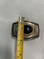 Gold Color Oval Western Natural Black Onyx Cabochon Cab Belt USA Made