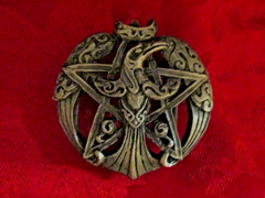 Pewter Crescent Raven Pentacle Belt Buckle – Dryad Design Pentagram Wicca Pagan