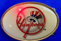 Yankees Baseball Fan Belt Buckle Attention Grabbing Led Lights! W/ Fresh Battery