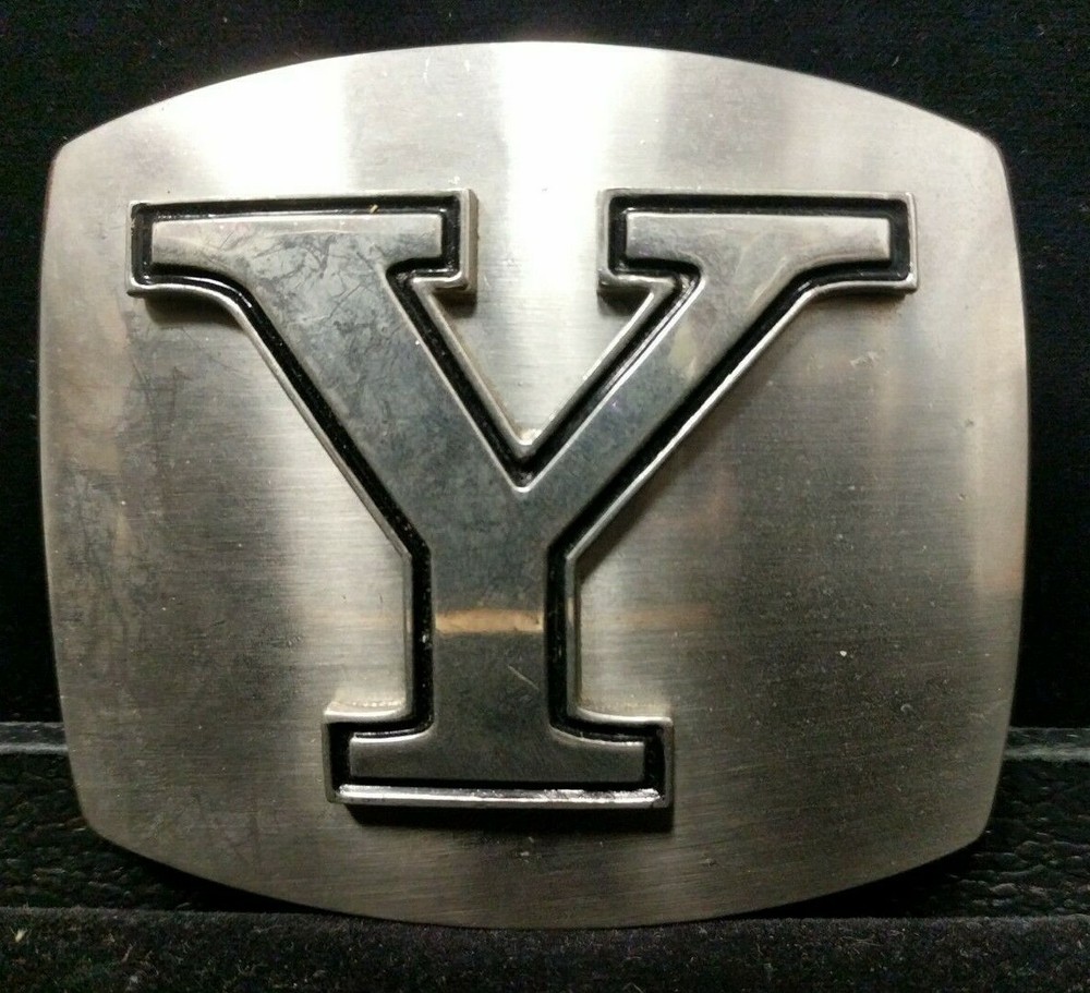 Great/Fun/Fashionable Belt Buckle Blingy Black Enamel Letter Y Initial B4-4-8-U