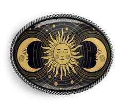 Esoteric Tarot Card Belt Buckle – Celestial Sun and Moons Belt Buckle – 746
