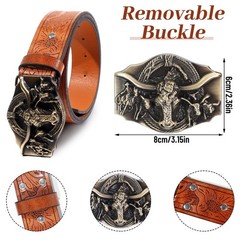 VASTRISE 2Pcs Western Cowboy Belts for Men 120cm, Gold+turquoise