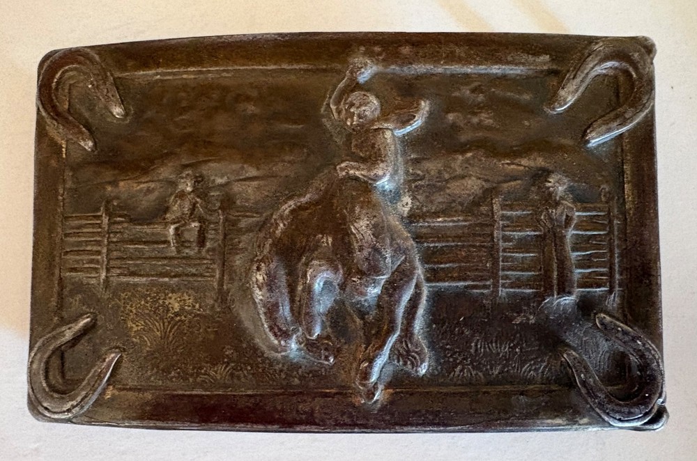 Vintage 1950s Belt Buckle Western Cowboy Rodeo Horseshoes