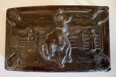 Vintage 1950s Belt Buckle Western Cowboy Rodeo Horseshoes