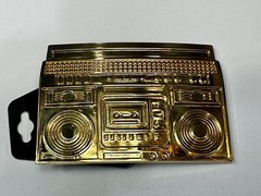 Rebel Revolutions Retro Gold Tone Ghetto Blaster / Boom Box Belt Buckle