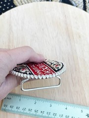Western Buckle Silver Black Red Cowboy 4×3 for 2 » Hooey Buckle Hebilla Vaquero