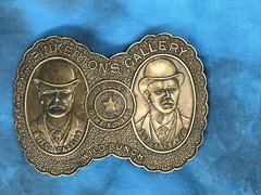 vintage 80s BUTCH CASSIDY AND THE SUNDANCE KID PINKERTON&rsquo;S GALLERY BELT BUCKLE