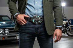Men Western Belt Buckle Silver Metal Revolver Pistol Gun Feather Bull Turquoise