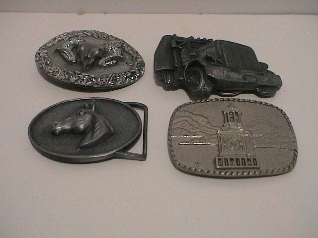 LOT /4 LIBERTY BELL DIGITAL RAM HORSE HEAD WESTERN SEMI TRUCK MENS BELT BUCKLES