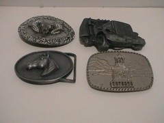 LOT /4 LIBERTY BELL DIGITAL RAM HORSE HEAD WESTERN SEMI TRUCK MENS BELT BUCKLES