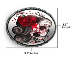 Day of the Dead Belt Buckle – Sugar Skull Tattoo Halloween Rockabilly Buckle -73