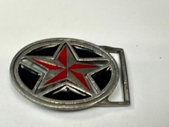 Moving Reversible Star (Red or Black) Belt Buckle by Heavy Metal Manufacturing