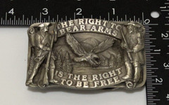 Vintage Article II « The Right to Bear Arms to be FREE » Pewter BELT BUCKLE 1982