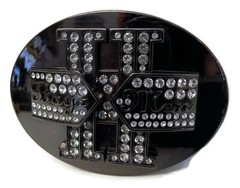BOYZ 11 MEN BY WASHED UP HOLLYWOOD 1½” BLACK GLOSSY OVAL BELT BUCKLE W/CRYSTALS