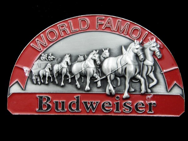 RJ15105 *NOS* REALLY NICE **BUDWEISER** BEER ADVERTISEMENT BELT BUCKLE