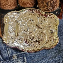Centenario Cowboy Belt Buckle Western Hebilla Rodeo Silver Rosetone Coin