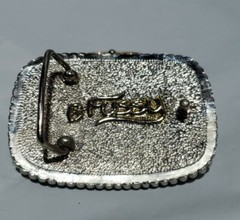 CLEAR CRYSTALS ART FASHION SILVERTONE BELT BUCKLE B FUSSY