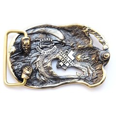 Dragon brass belt buckle Jormungands Head, Scandinavian Old Norse Jörmungandr
