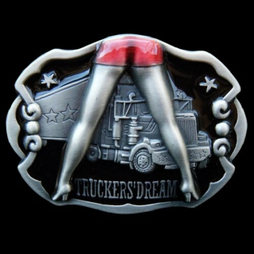TRUCKERS TRUCK TRUCKER 18 WHEELER SEXY GIRL BELT BUCKLE BOUCLE DE CEINTURE