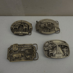 Vintage State Bank of Canton Belt Buckle Collection 80s Hunting Farms Americana