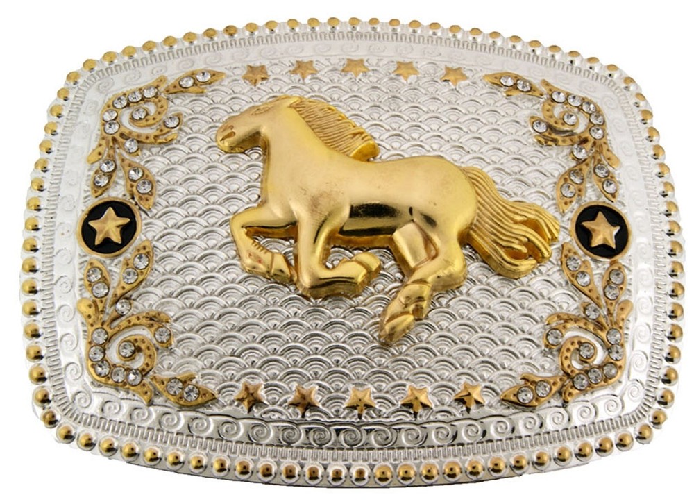 Horse Belt Buckle New Men Women Fashion Western Cowboy Rodeo Silver Gold Metal